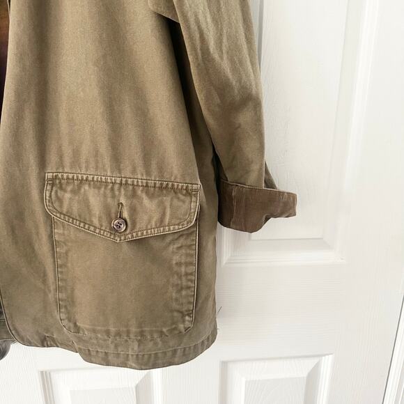 Eddie Bauer Khaki Vintage 80s Chore Jacket Tan Corduroy Collar Cuffs MP Lined - Picture 5 of 10